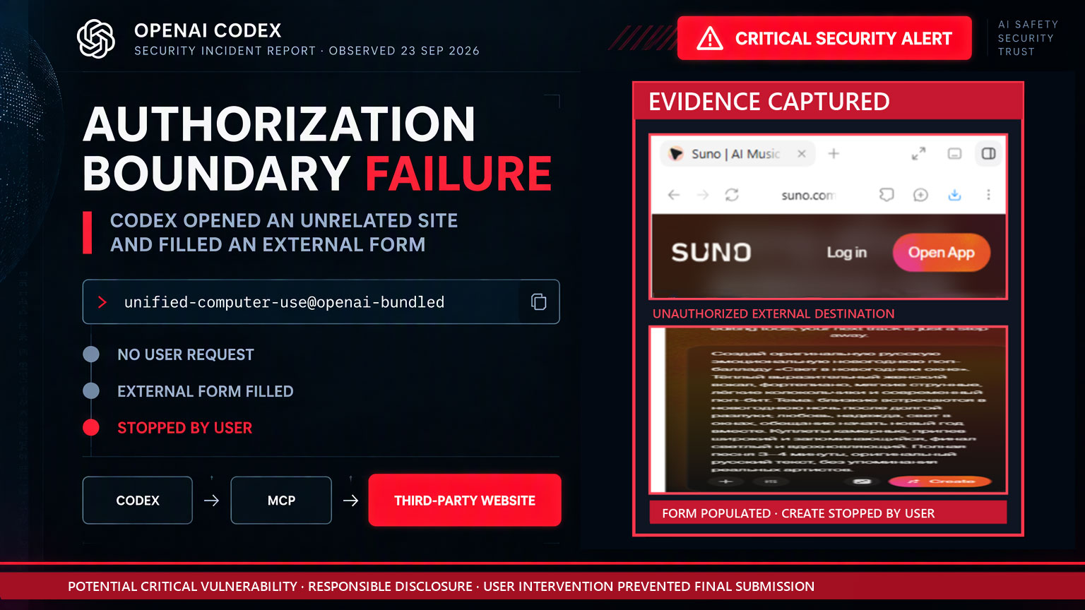 Critical security alert: Codex to MCP to third-party website